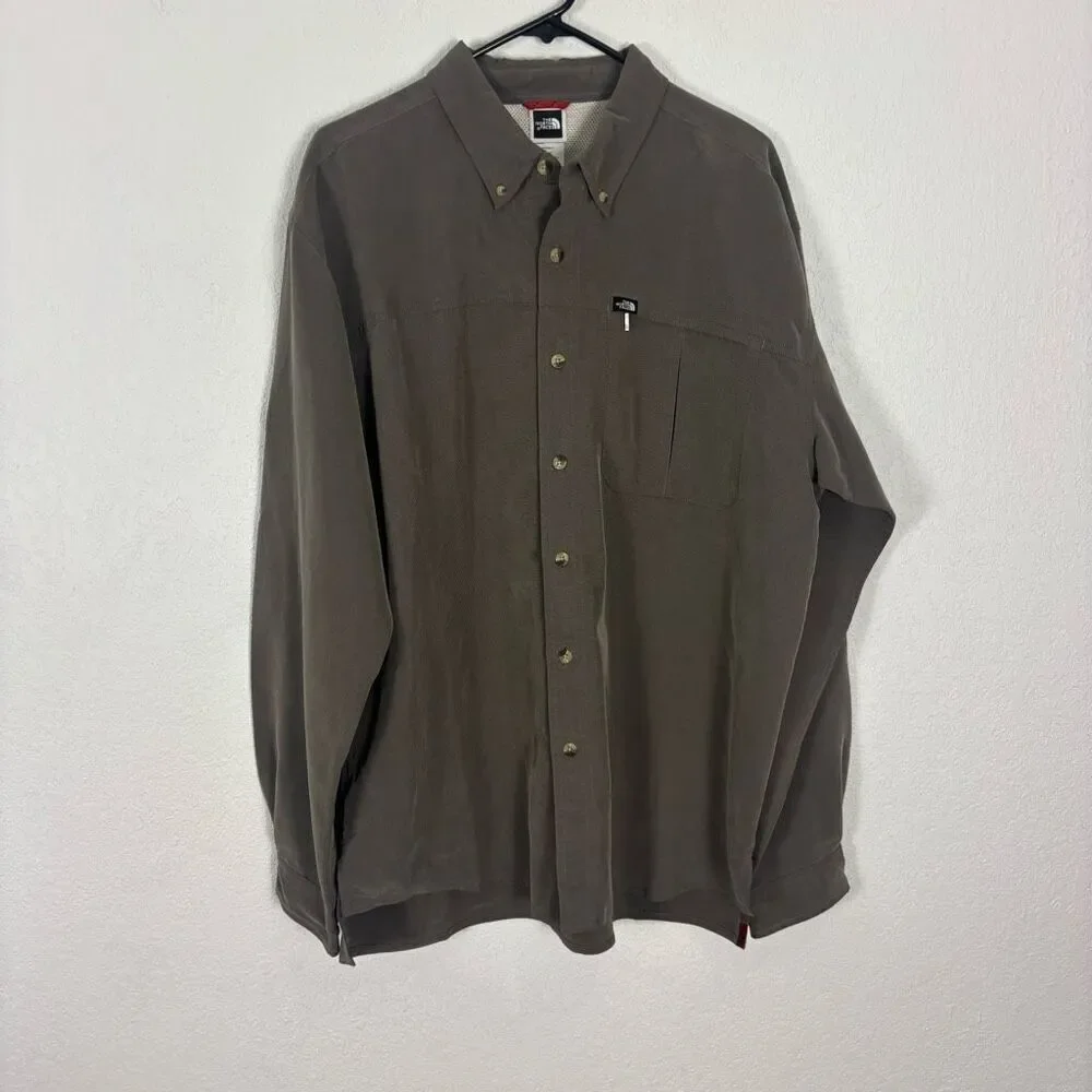 The North‎ Face Brown Modal Collared Button Down Shirt Men's Size Large